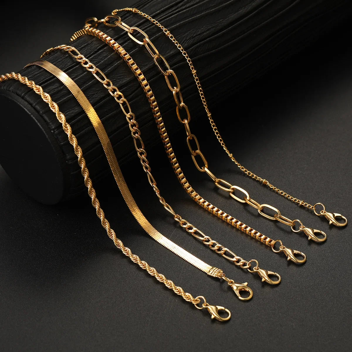 LATS 6 Stücke Gold Farbe Armband Set Boho Retro Dicke Twist Kubanischen Kette Armband für Frauen 2023 Trendy Qualität Schmuck geschenke