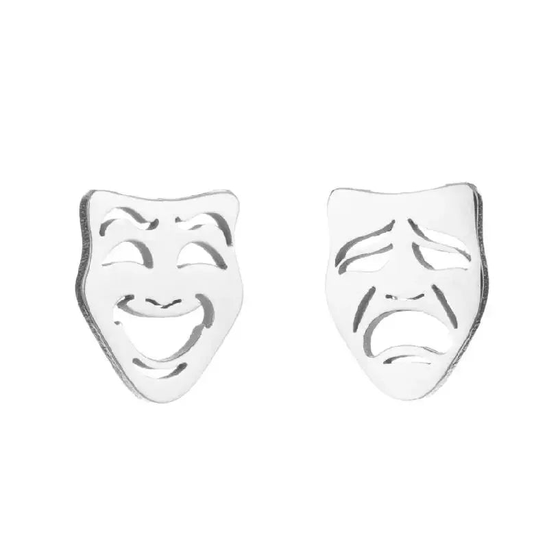 Hiphop Boho Lustiges Gesicht Ohrring Frauen Mädchen Glückliches Trauriges Gesicht Nagel Ohrstecker Asymmetrische Gezeitenfluss Bronics Winziger Modeschmuck