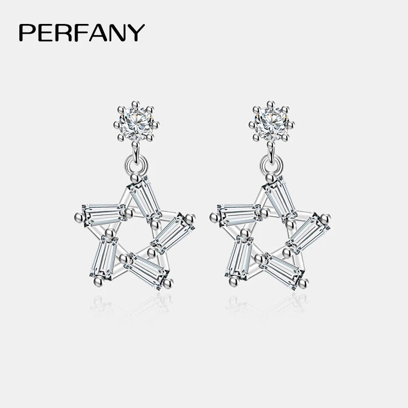 PERFANY 0,2 CT Moissanit Tropfen Ohrring Frauen S925 Reinem Silber Stern Design Labor Diamant Mode Schmuck Party Geschenk