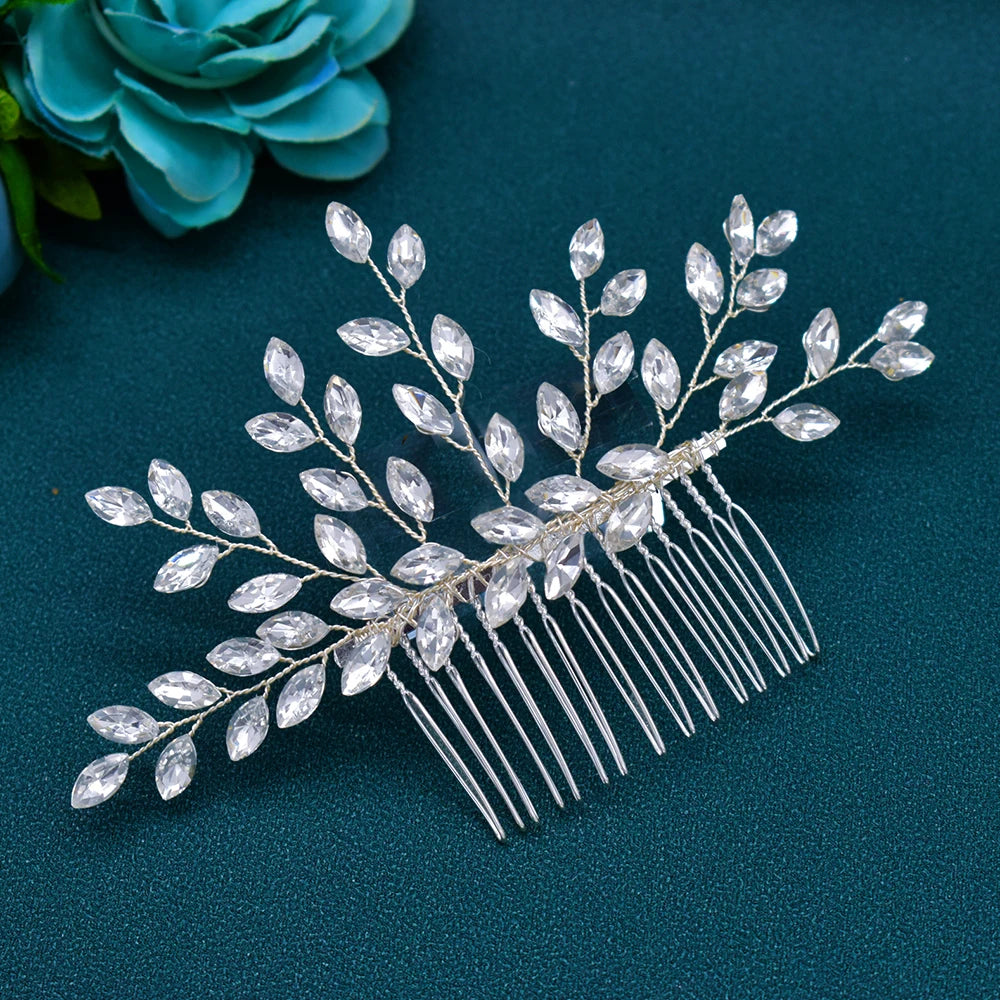 A499 Silber Gold Farbe Haar Kamm Kristall Hochzeit Kopf Stück Braut Kopfbedeckungen Frauen Haar Zubehör Party Pin Clip Prom Stirnband