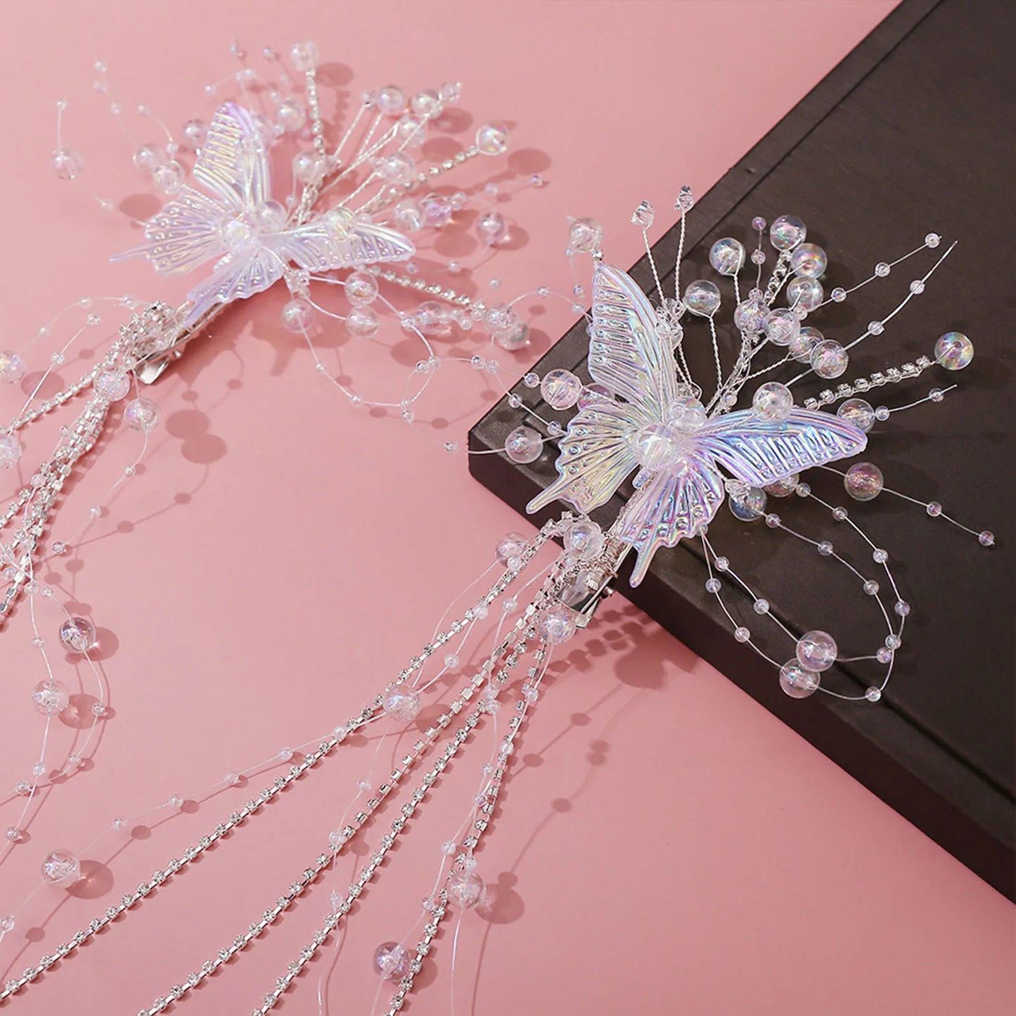 Fee Quaste Haarspange für Frauen Meerjungfrau Perle Schmetterling Seite Haarnadel exquisite elegante Hochzeit Party Reise Haarschmuck