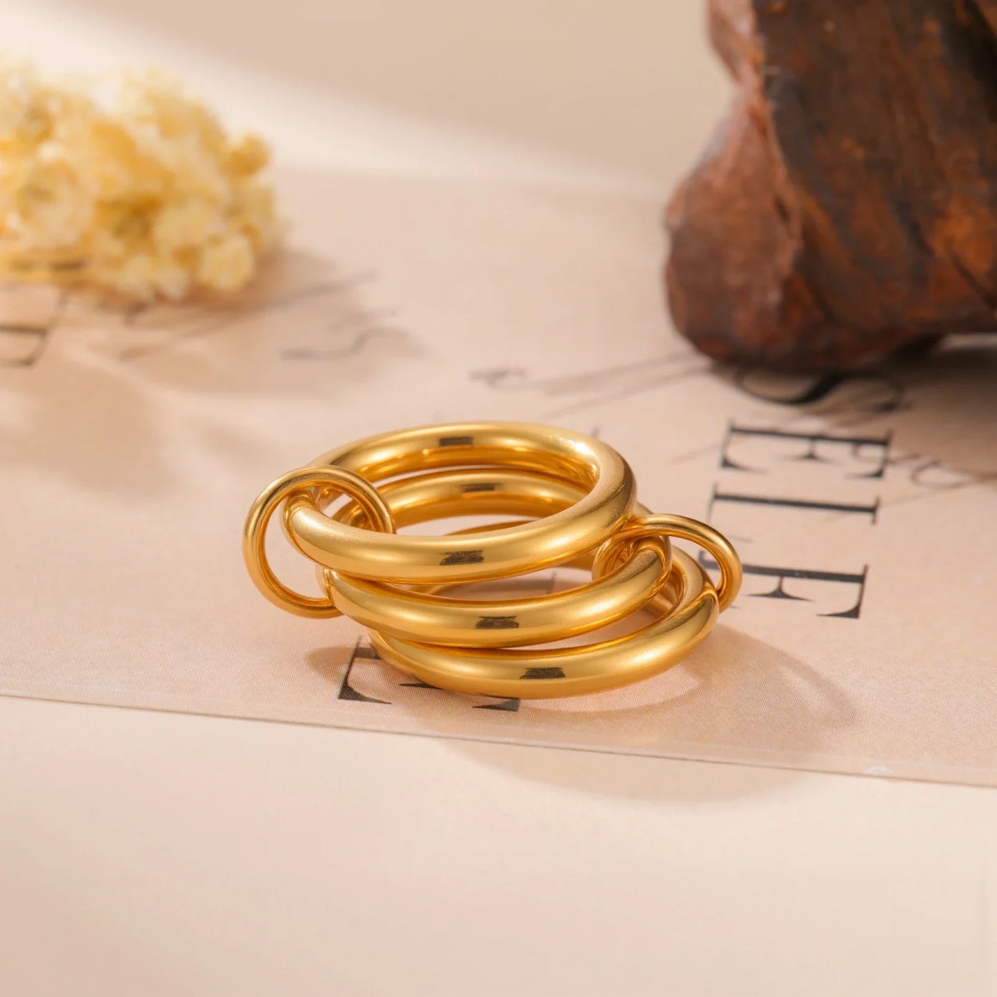 Teamer Frauen Mehrere Schichten Ringe Edelstahl Gold Farbe Klar Zirkon Finger Ring Minimalistischen Mode Schmuck Geschenk Großhandel