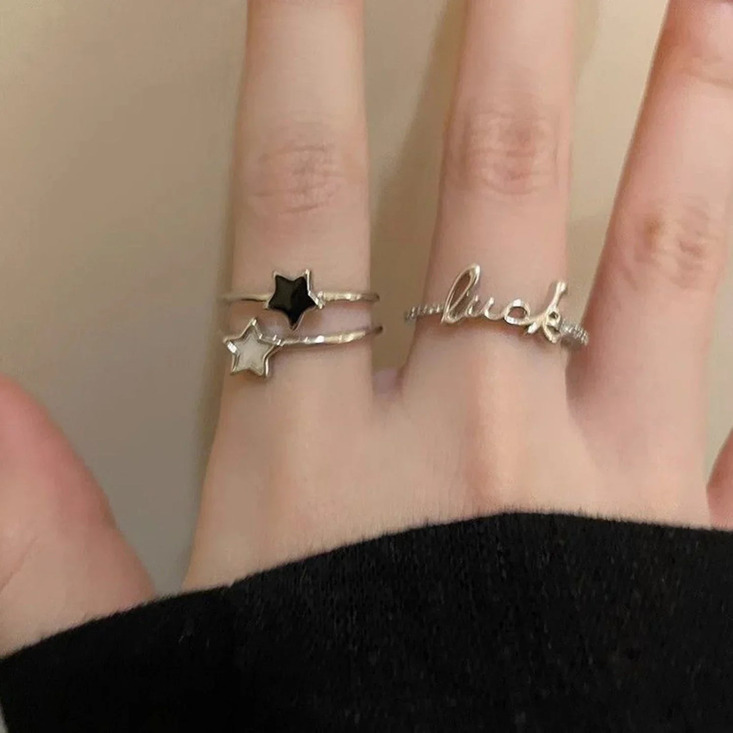 Mode offenen Ring Stern Zirkon Kristall ringe für Frauen Mädchen Doppels chicht ästhetischen Schmuck kpop neuen Trend y2k Accessoires