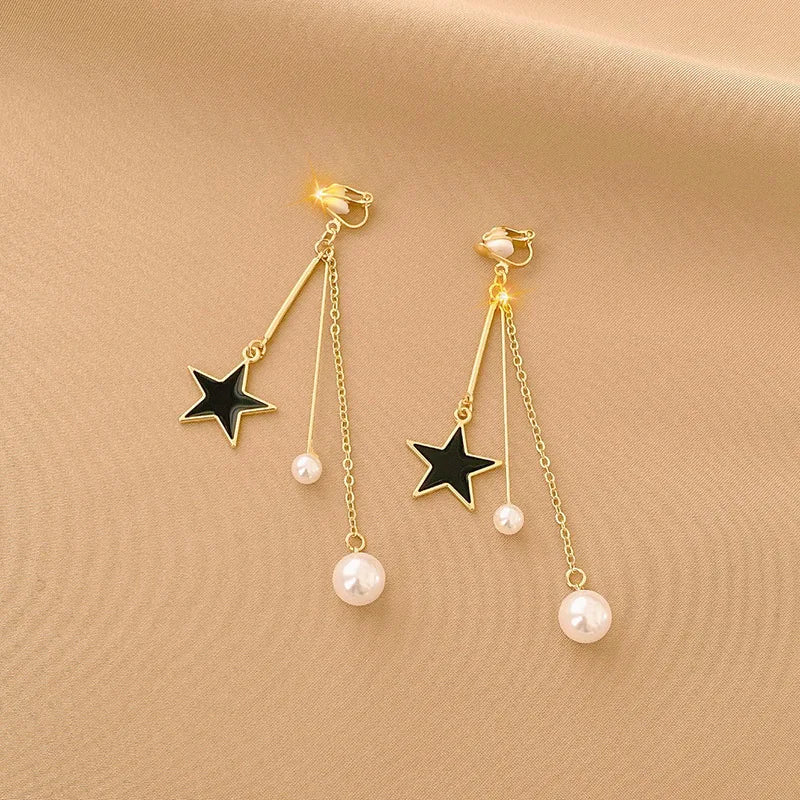 Vintage Persönlichkeit Ohr Clip Ohne Ohr Piercings Erweiterte Sinn Einfache Ohrringe Mode Temperament Perle Ohr Hängen Mädchen