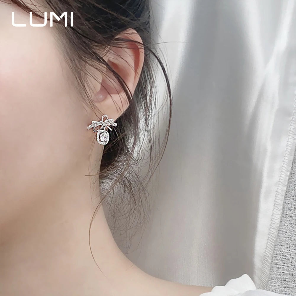 Echte 0,5 CT Moissanit-Bowknot-Ohrstecker für Damen – hypoallergen, 925er Sterlingsilber, Hochzeit, Party, Luxus-Band-Schmuck