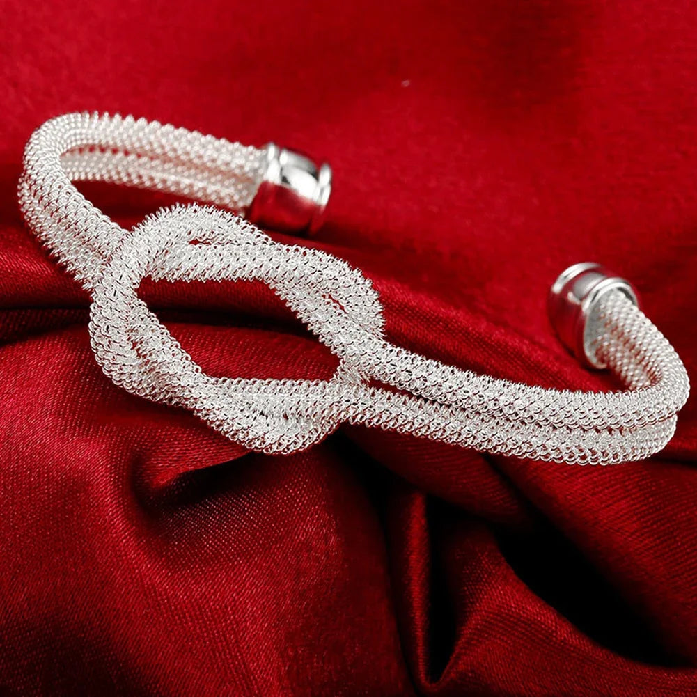 Trendige Armreifen aus 925er-Sterlingsilber, niedlich, offen, für Damen, Modeschmuck, Anpassungsgröße, Manschette, Hochzeit, Party