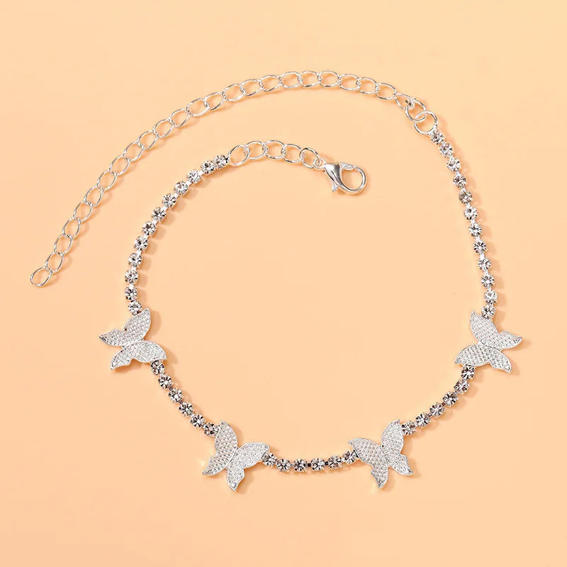 1pc Strass Kette Fußkettchen für Frauen Luxus glänzende Knöchel Armband auf Bein weibliche Hochzeits feier Schmuck Fuß zubehör neu