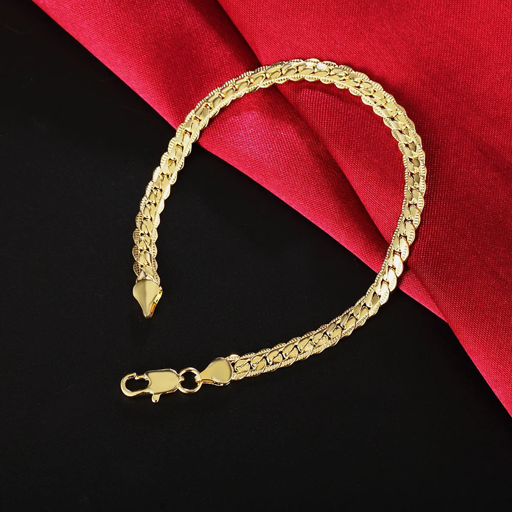 20 cm 8 Zoll 18 Karat Gold 925 Sterling Silber Armbänder für Damen Herren klassische 5 mm Kette Hochzeit Party Weihnachtsgeschenke edler Schmuck