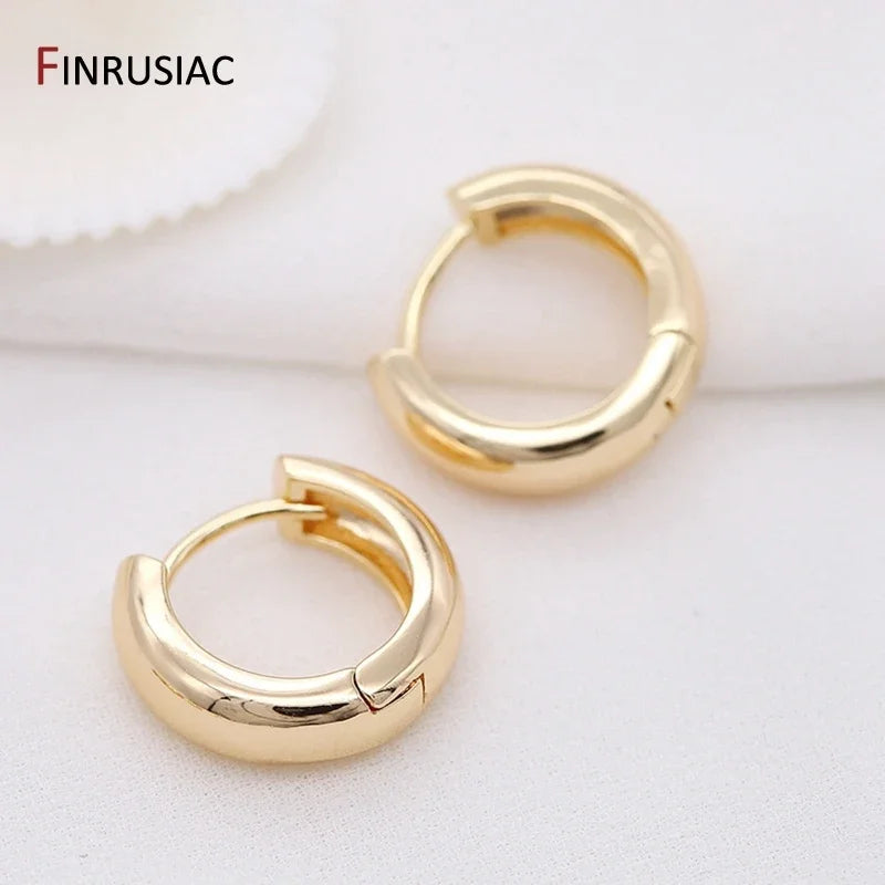 Neue trendige echte vergoldete runde Creolen für Frauen Mädchen Damen große Creolen Gold Kreis Ring Ohrringe Party Geschenk