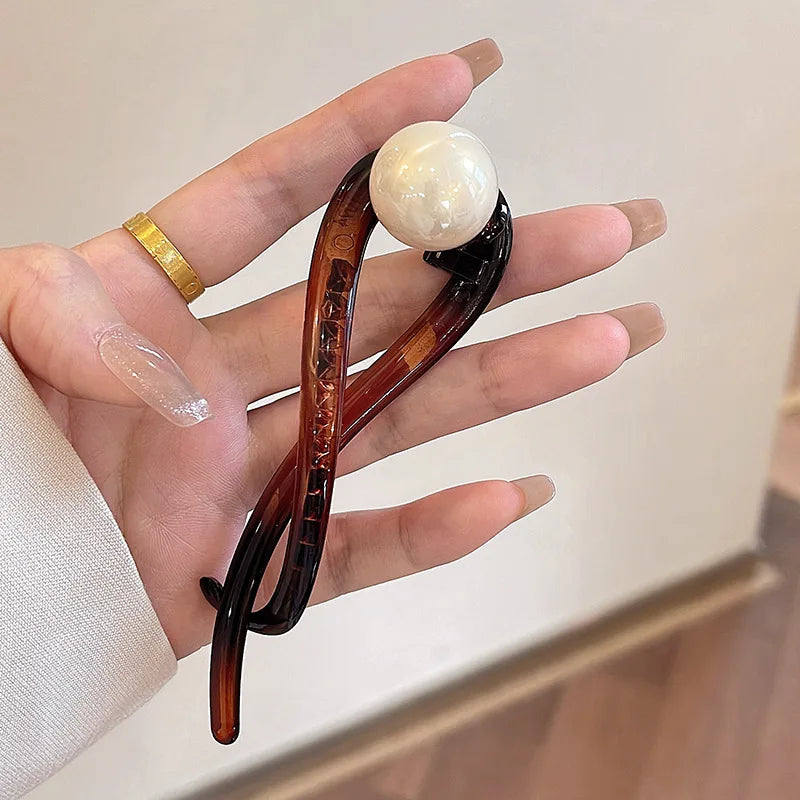 Neue Twist Haarspange Kunststoff Acryl Perle Imitation Perle Haarnadel Twisted Design Frauen Haarschmuck