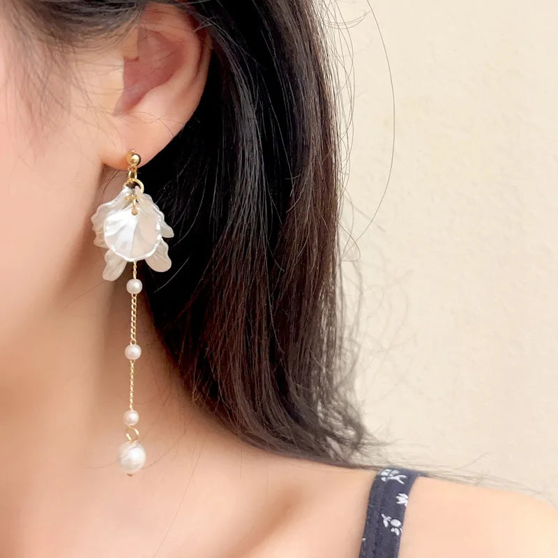 Moderne Schmuck 925 Silber Nadel Elegante Temperament Simulierte perle Quaste Ohrringe Für Frauen Mode Zubehör Großhandel