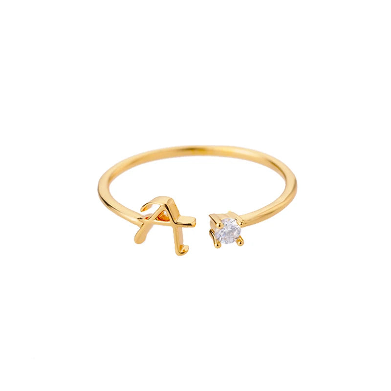 A-Z-Anfangsringe für Frauen, offen, verstellbar, Edelstahl, Ehering, 2025, Trend, Goldfarbe, Paar-Schmuck, Accessoires, Geschenk