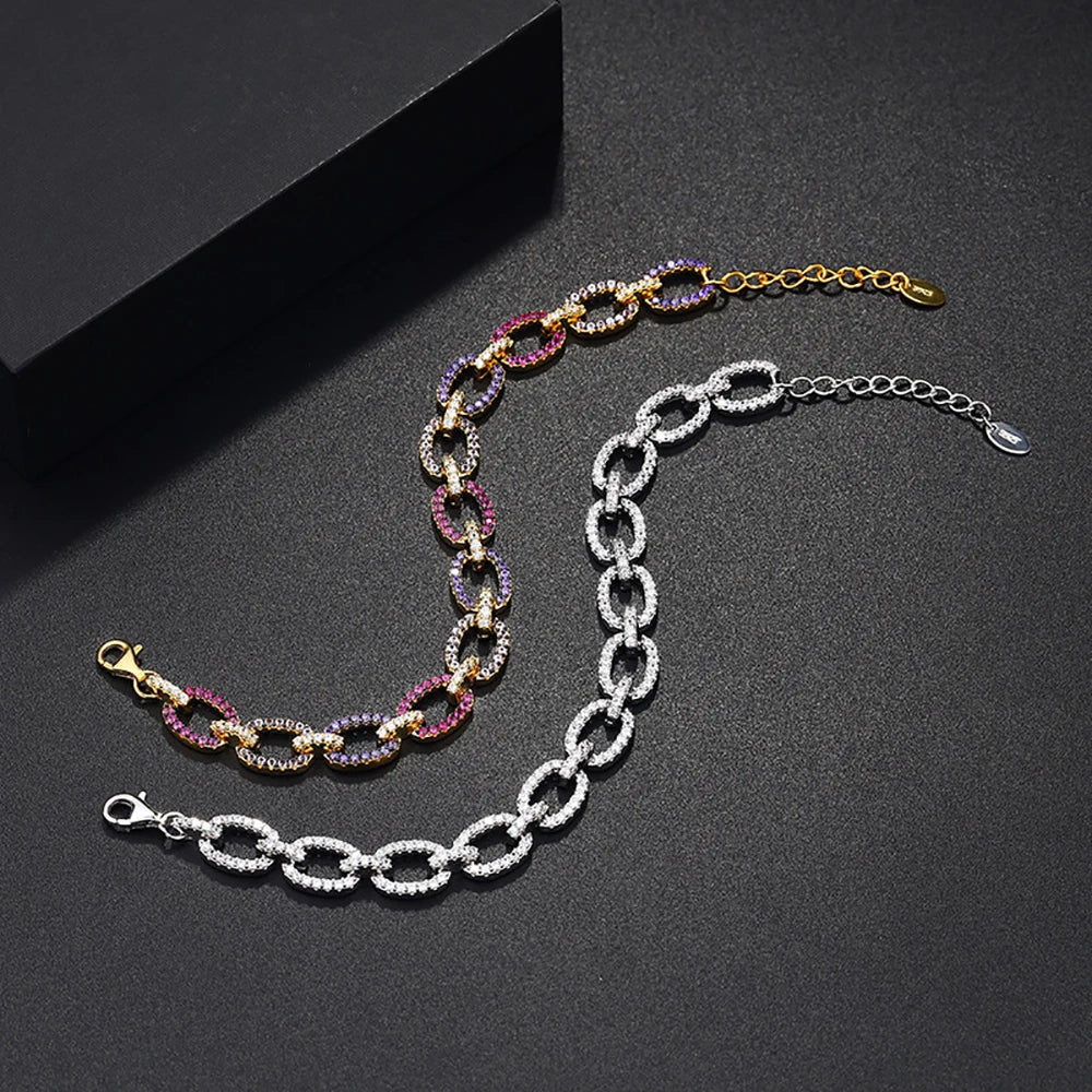 TEMGF Armband aus 925er-Sterlingsilber, komplett 1,3 mm, Zirkon-Inlay, edler Schmuck für Frauen, funkelnde Festival-Geburtstagsgeschenke, modischer Artikel