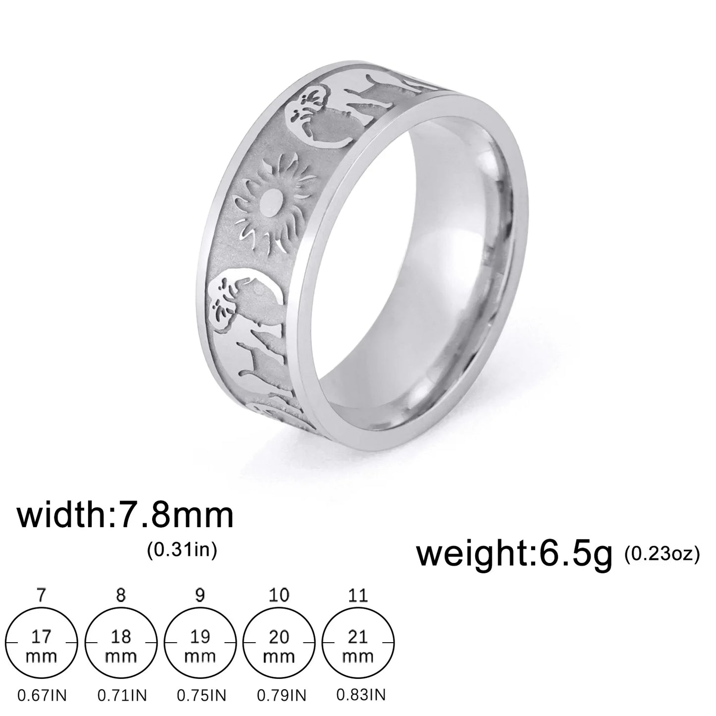 Jeshayuan Elefant Sonnen ringe für Frau Hinduismus Glück Amulett Edelstahl Paar Ring Tier liebhaber Party Schmuck Geschenk