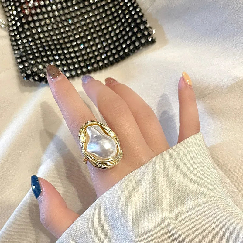 KOTiK Neue Design Seestern Perle Ring Form Gold Farbe Einstellbare Ringe Für Frauen Koreanische Mode Schmuck Party Luxus Zubehör