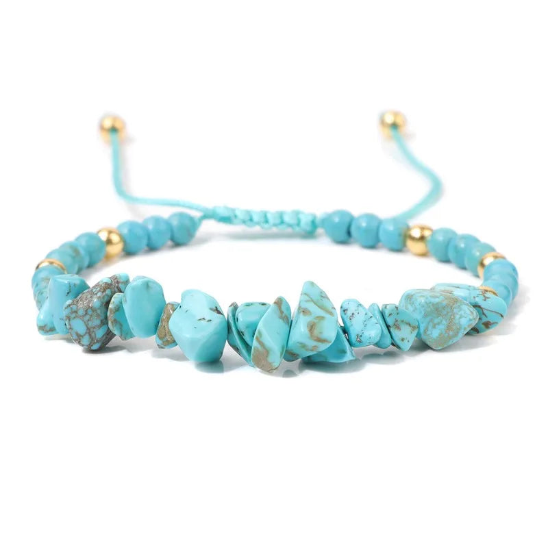 Unregelmäßige Natursteinperlen handgewebtes Armband Damen Kies geometrische Kunst Retro einfache verstellbare Armband Zubehör
