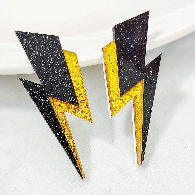 KUGUYS Zweifarbige Blitz-Ohrstecker für Damen, glitzernder Spiegel, Neon-Acryl, Strandschmuck, Sommer-Accessoires