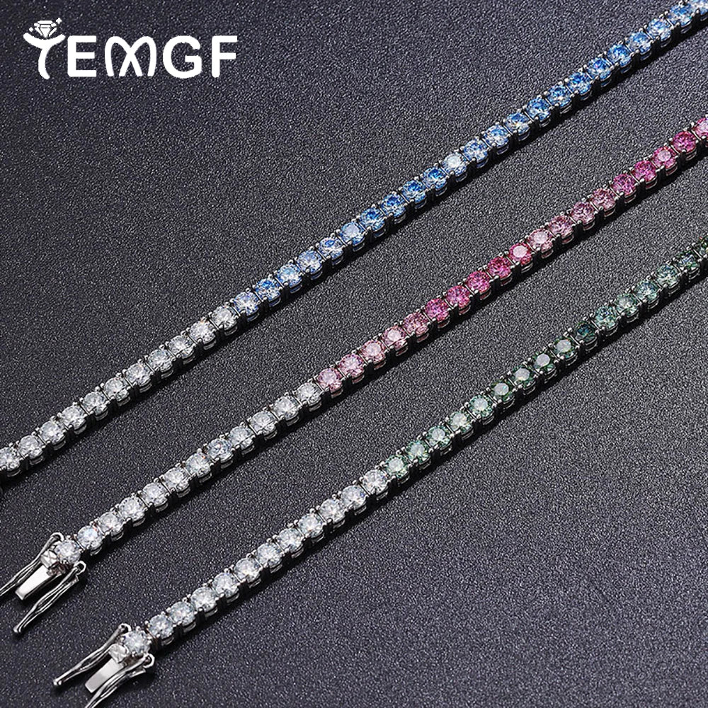 TEMGF Farbverlauf-Moissanit-Armbänder, S925-Sterlingsilber, edler Schmuck für Frauen und Mädchen, einzigartige funkelnde Datum, Geburtstagsgeschenke
