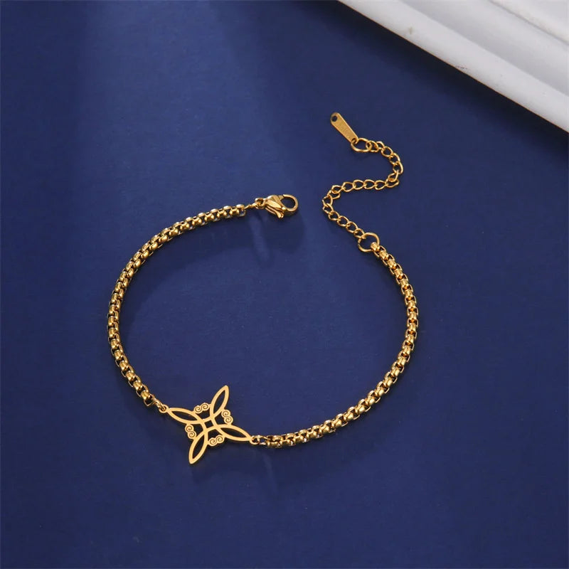Vintage Edelstahl Armband für Männer Frauen Hexe Knoten Hexerei Anhänger Mann Armband Schmuck Armbänder homme Geburtstag Geschenke