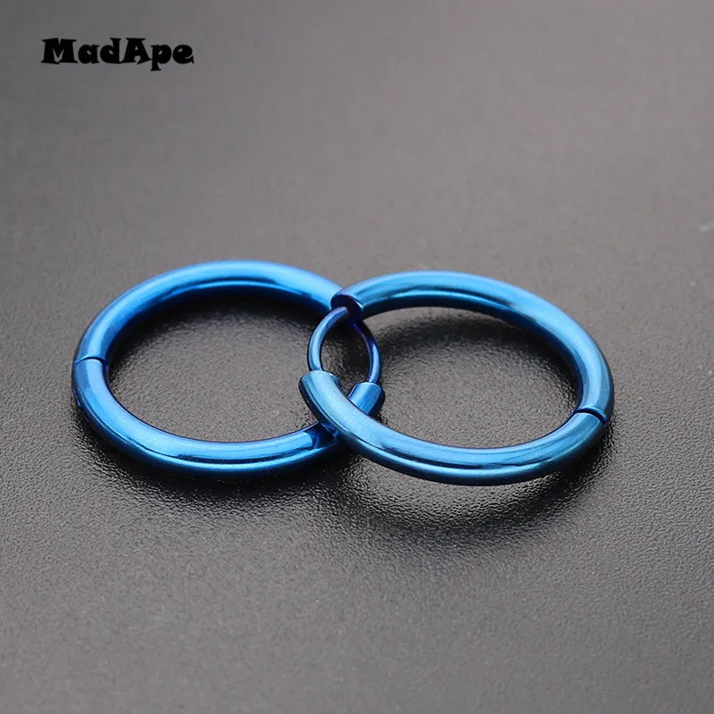MadApe Trendy Silber Farbe Rose Gold Schwarz Ton Edelstahl Creolen Runde Schleife Ohrring Für Frauen 25mm/20mm/11mm