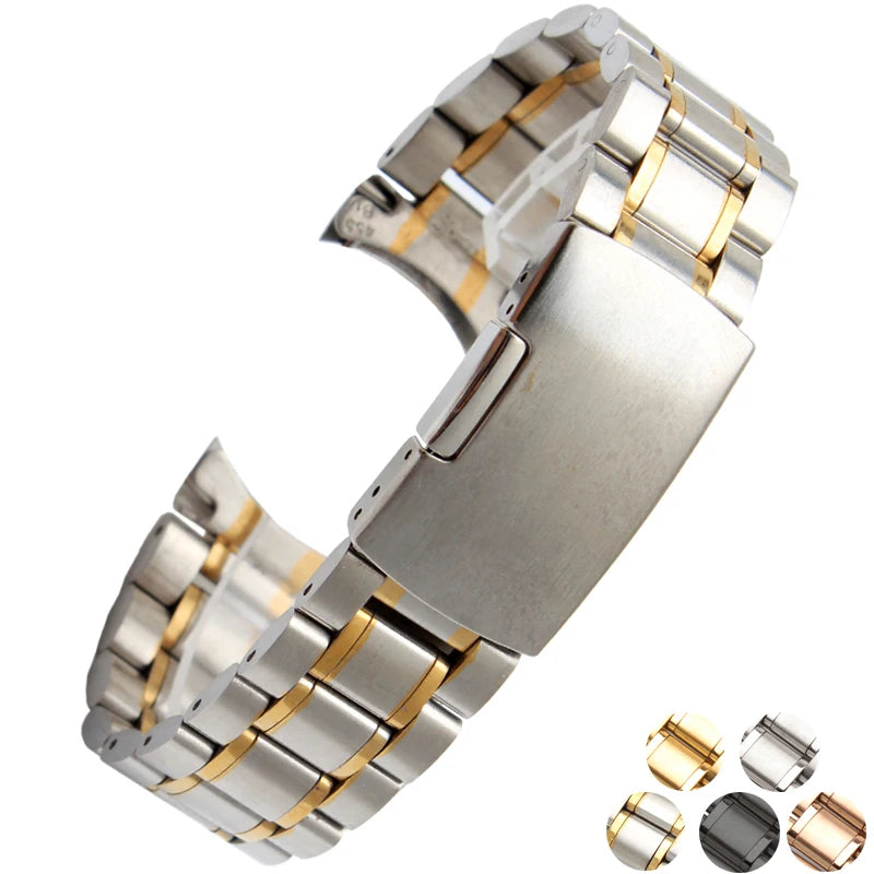 Gebogenes Ende Arc Metallarmband für Seiko Timex Citizen Casio Edelstahlarmband 20mm 22mm 24m Mattes Uhrenarmband Kettenarmband