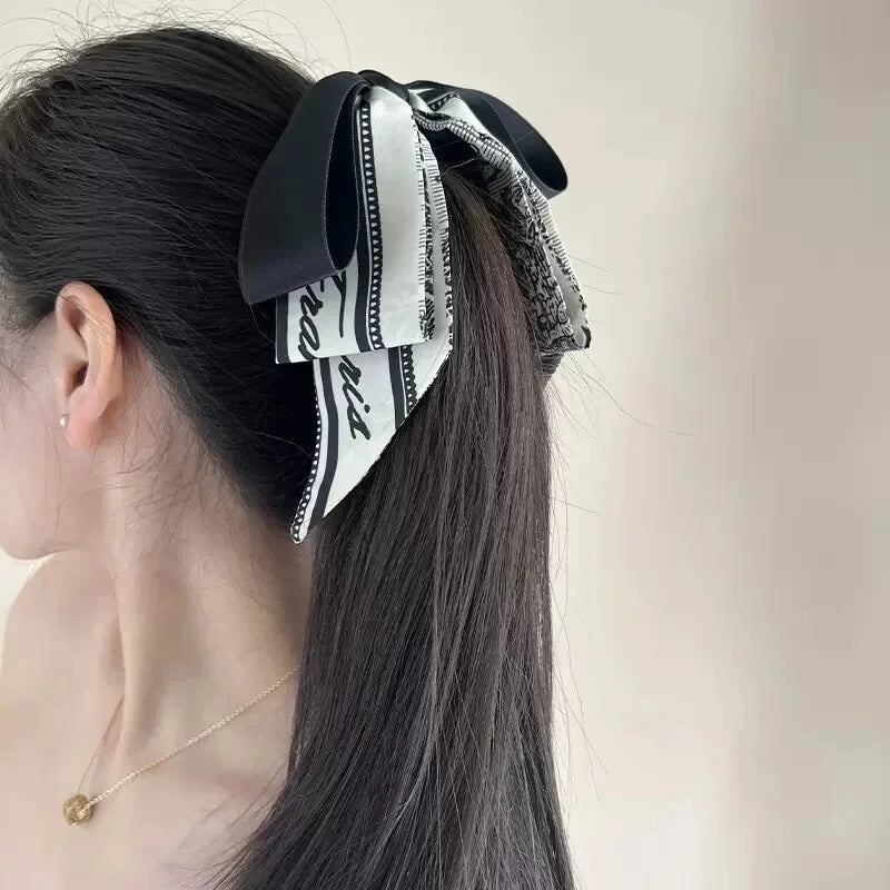 Vertikaler Clip, Pferdeschwanz, Seidenschal, Kaktus, eleganter Haarschmuck, Schmetterlingsknoten-Clip, Original-Haarkarte, Kopfschmuck, handgefertigt