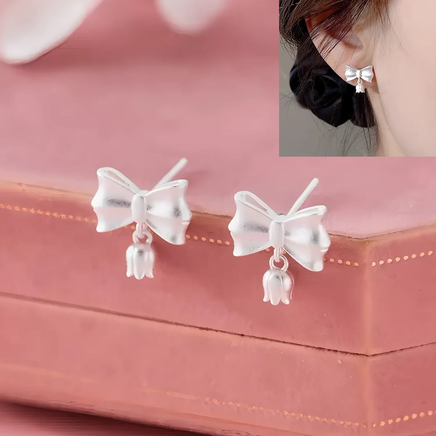 VENTFILLE 925 Sterling Silber Bogen Knoten Ohr Clip für Frauen Mädchen Band Design Ballett Stil Süße Schmuck Geschenk Dropshipping