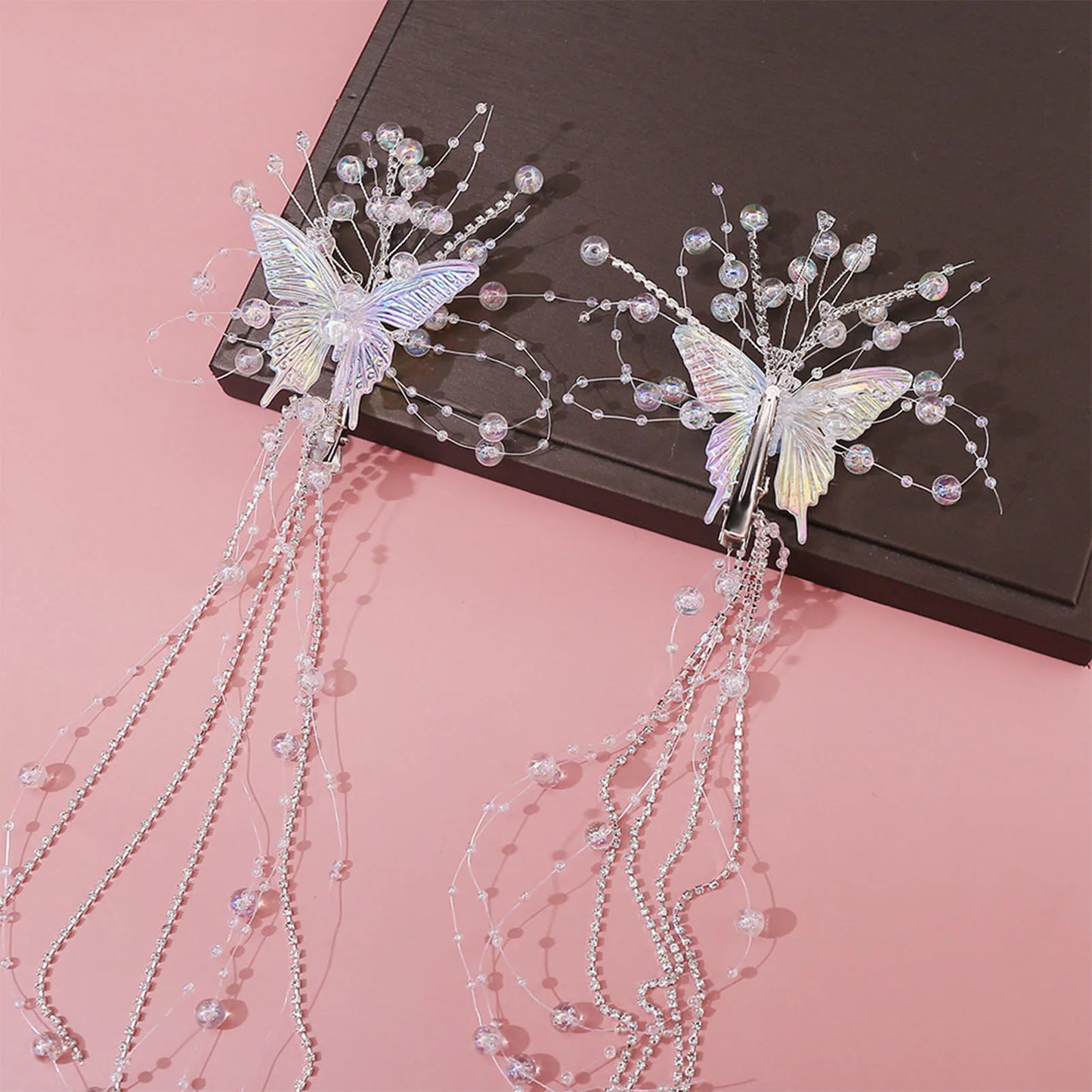 Fee Quaste Haarspange für Frauen Meerjungfrau Perle Schmetterling Seite Haarnadel exquisite elegante Hochzeit Party Reise Haarschmuck