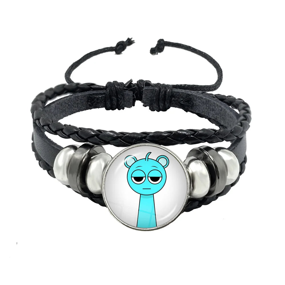 Sprunki Incredibox Anime Cartoon Charakter Leder Seil Armband Kunst Mehrschichtige geflochtene Armbänder Handgefertigte Schmuckzubehör