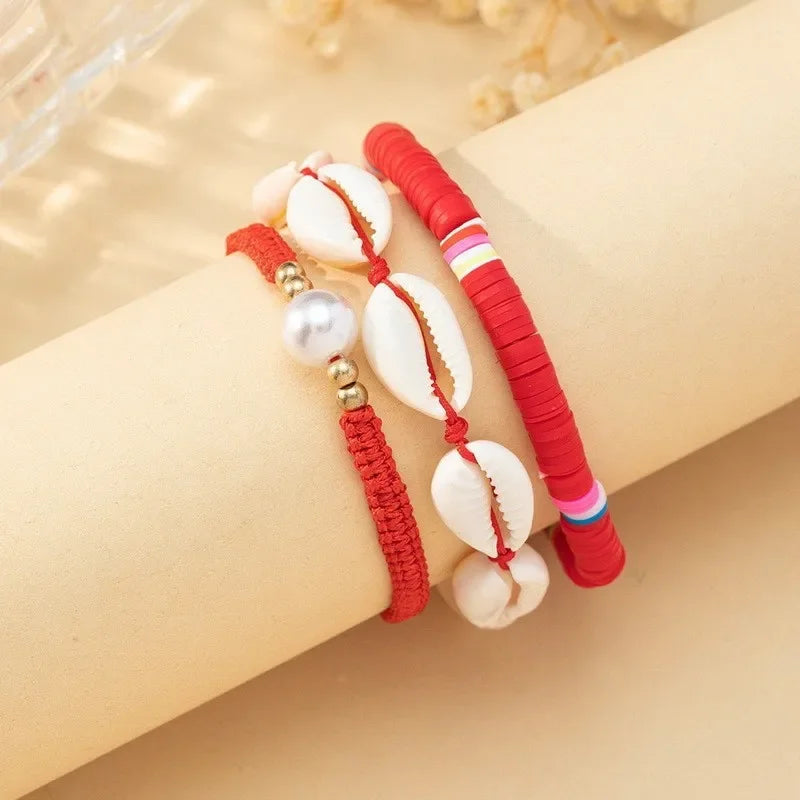 Böhmisches Imitation Muschelperlen-Armband für Frauen, Seestern, Schildkröte, gewebtes Seil-Armband, handgefertigt, Freundschaft, Strand, Urlaub, Schmuck