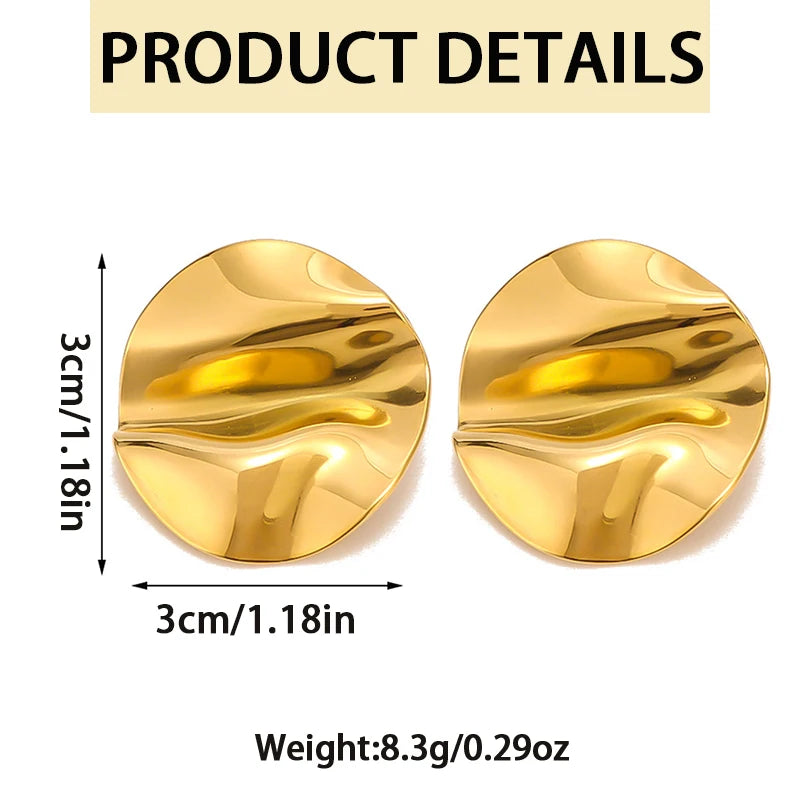 Modische kreisförmige plissierte Ohrclips ohne Piercing für Frauen, personalisiertes Design, unregelmäßige Punk-Metallohrringe, Party-Schmuck