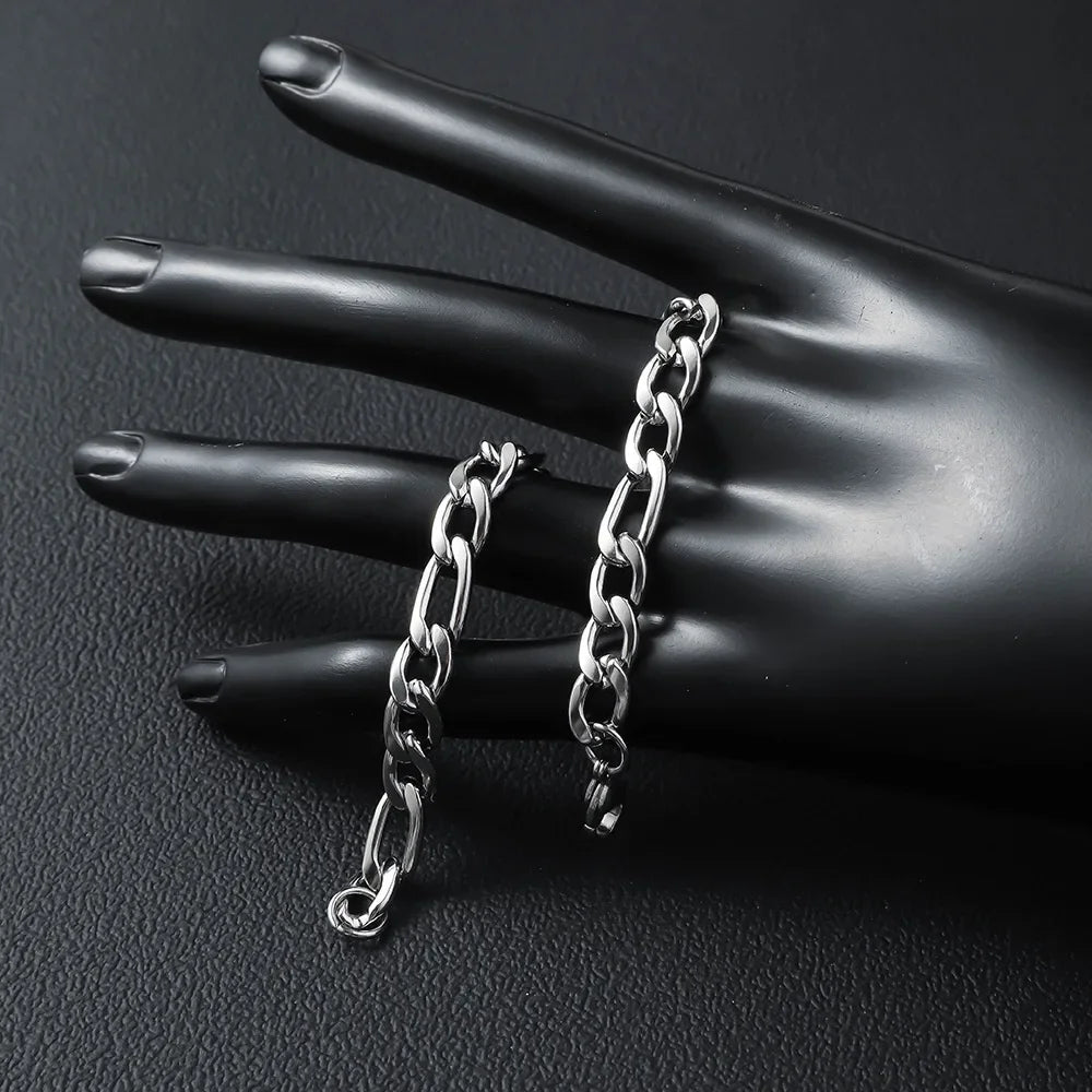 Punk 925 Sterling Silber 4/6 MM 8 Zoll Figaro Kette Für Männer Einfache Frauen Hip Hop Armband schmuck Party Zubehör Großhandel