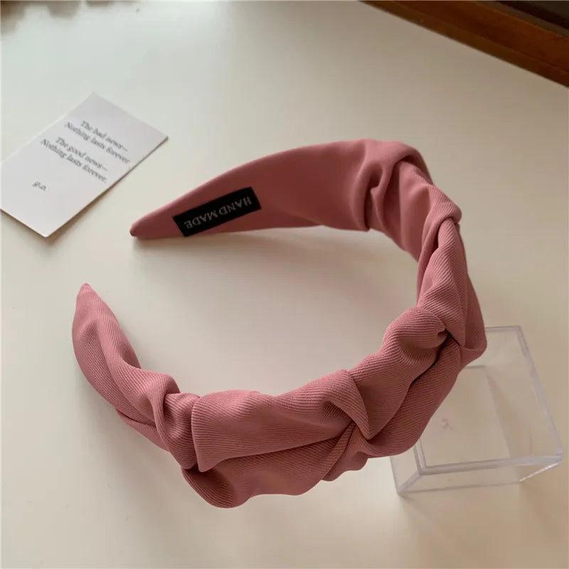 Koreanische Haarschmuck einfarbige Baumwolle zerkn ittert Frauen Kopf Reifen breite Lünette Make-up Haar bänder für Damen Kopf bedeckung neu