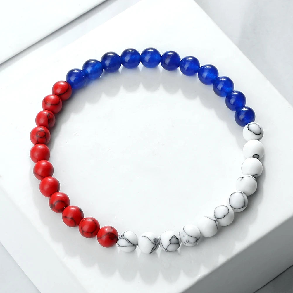 Klassisches Naturstein-Armband mit Palästina-Flagge, für Männer und Frauen, Nationalflagge, Perlenarmband, Weihnachtsgebetsperlen, Anbetung, Schmuck, Geschenk