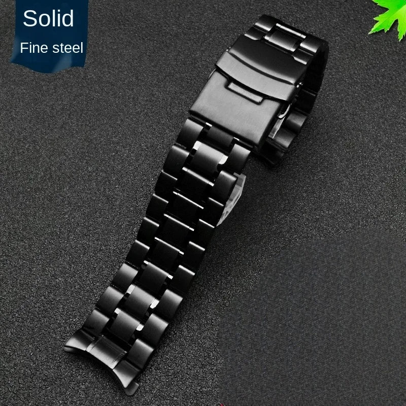 Gebogenes Ende Arc Metallarmband für Seiko Timex Citizen Casio Edelstahlarmband 20mm 22mm 24m Mattes Uhrenarmband Kettenarmband