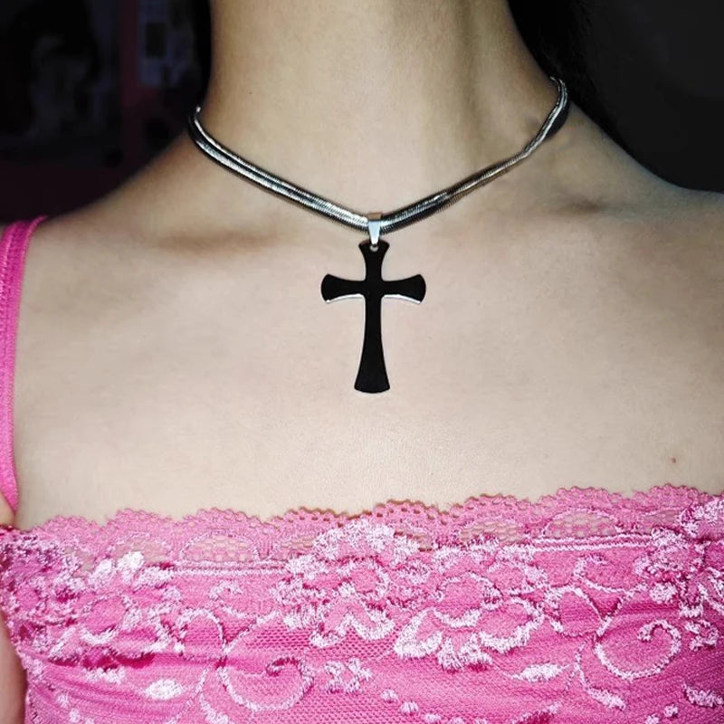 Y2k Schmuck Schlange Knochen Ketten Kreuz Anhänger Halskette Punk Charms Stern Halskette Frauen Grunge Zubehör Halsband Koreanische Mode