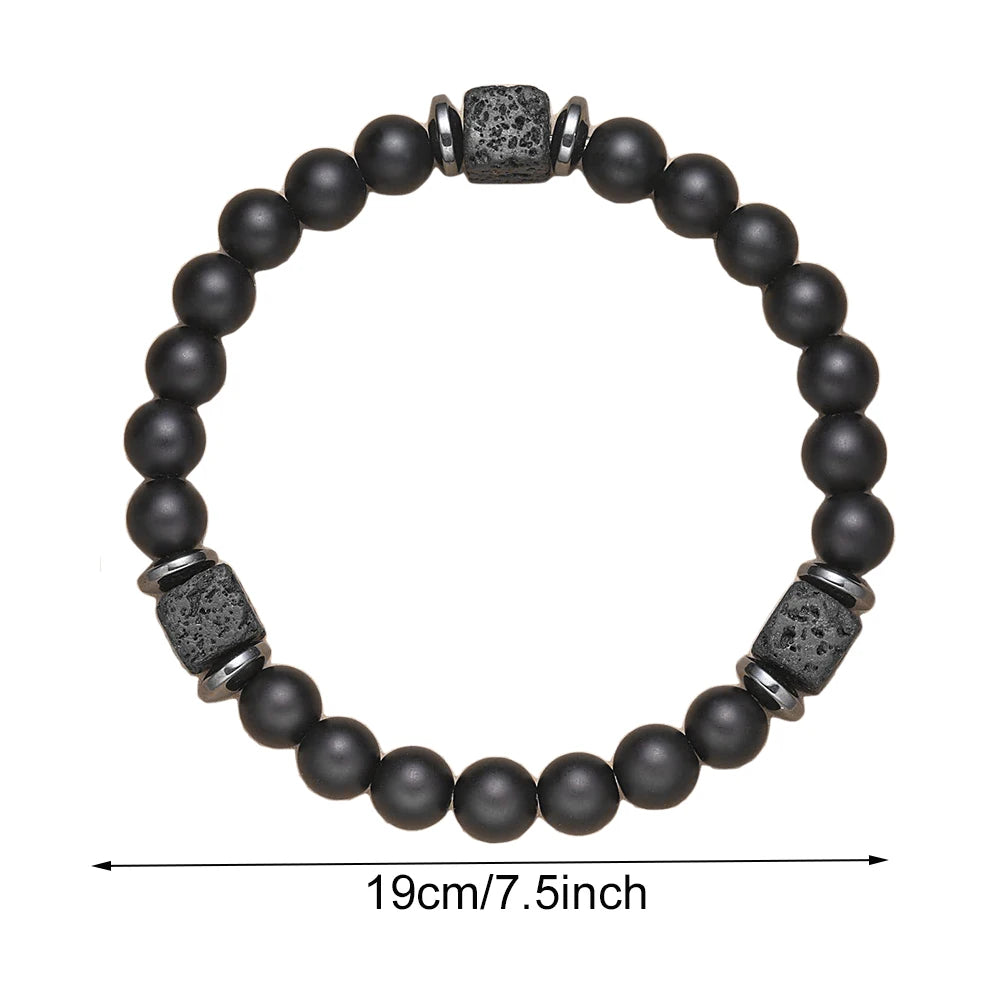Vatertagsgeschenke für Papa, mattes Lavagestein-Perlen-Armband mit Liebeskarte, Stretch-Armband, Schmuck, Geschenke für Männer