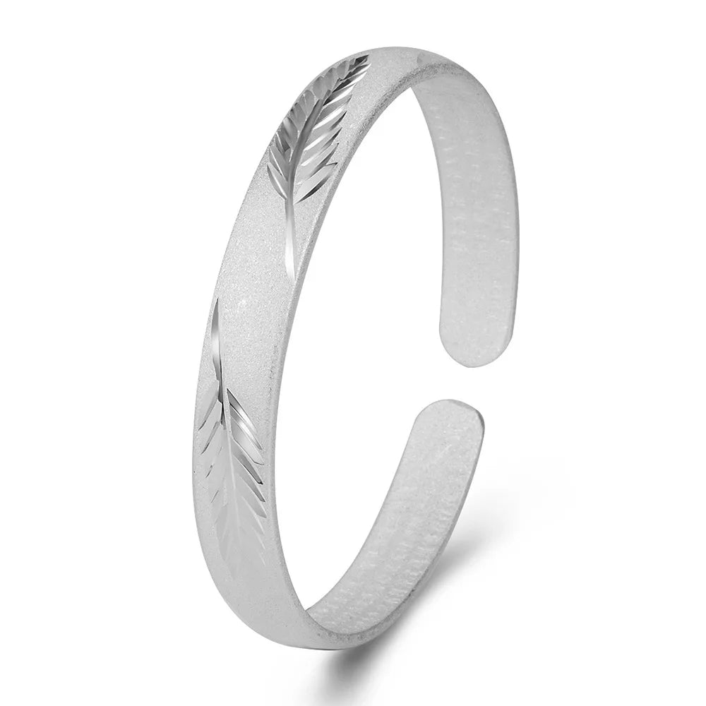 Mode 925 Sterling Silber Blatt Zuckerguss Manschette Armreif Armbänder Für Frauen Luxus Schmuck Großhandel