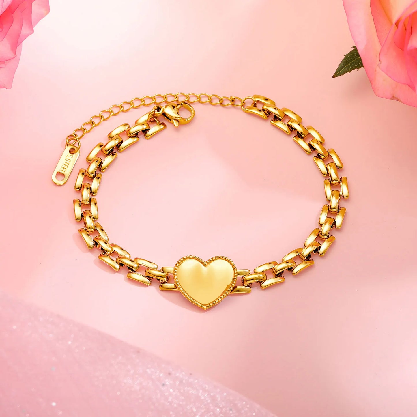 Trendiges Liebes-Herz-Armband für Frauen, Edelstahl-Armband mit Kettenarmbändern, exquisiter Party-Schmuck, Muttertagsgeschenk