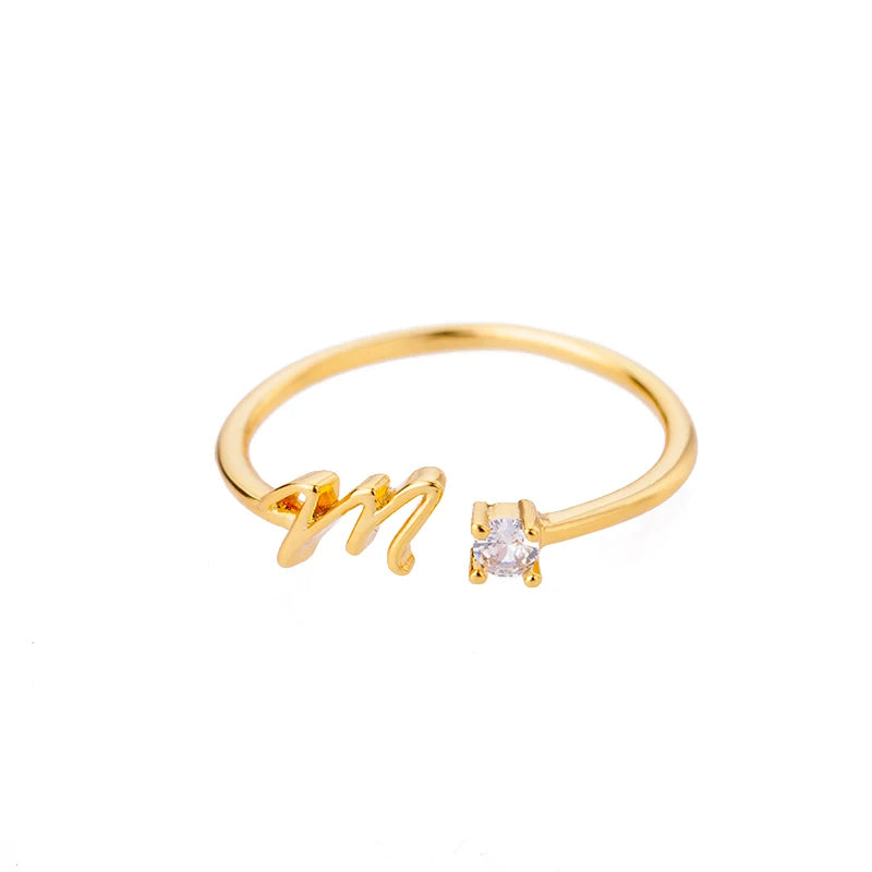 A-Z-Anfangsringe für Frauen, offen, verstellbar, Edelstahl, Ehering, 2025, Trend, Goldfarbe, Paar-Schmuck, Accessoires, Geschenk