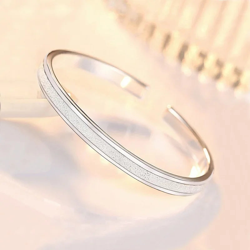 Trendige Armreifen aus 925er-Sterlingsilber, niedlich, offen, für Damen, Modeschmuck, Anpassungsgröße, Manschette, Hochzeit, Party