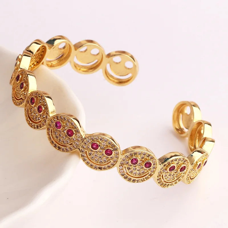 Neue Stilvolle Runde Manschette Armreif Kupfer Vergoldet Zirkonia Charme Party Frauen Männer Geschenke Schmuck Zugang