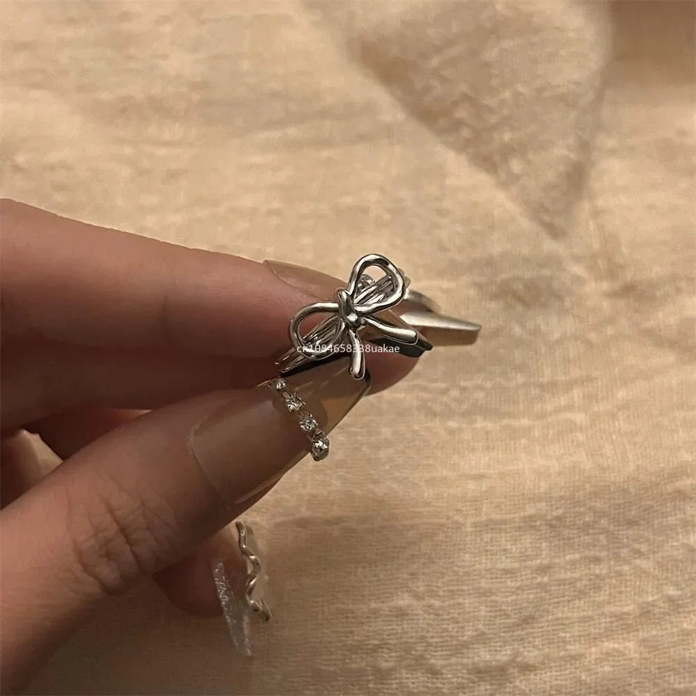 Modetrend Rosa Kristall Schleife Herz Ringe Zirkon Ring Y2K Glänzende Zirkon Ringe für Frauen Mädchen Party Ästhetischen Schmuck 2025