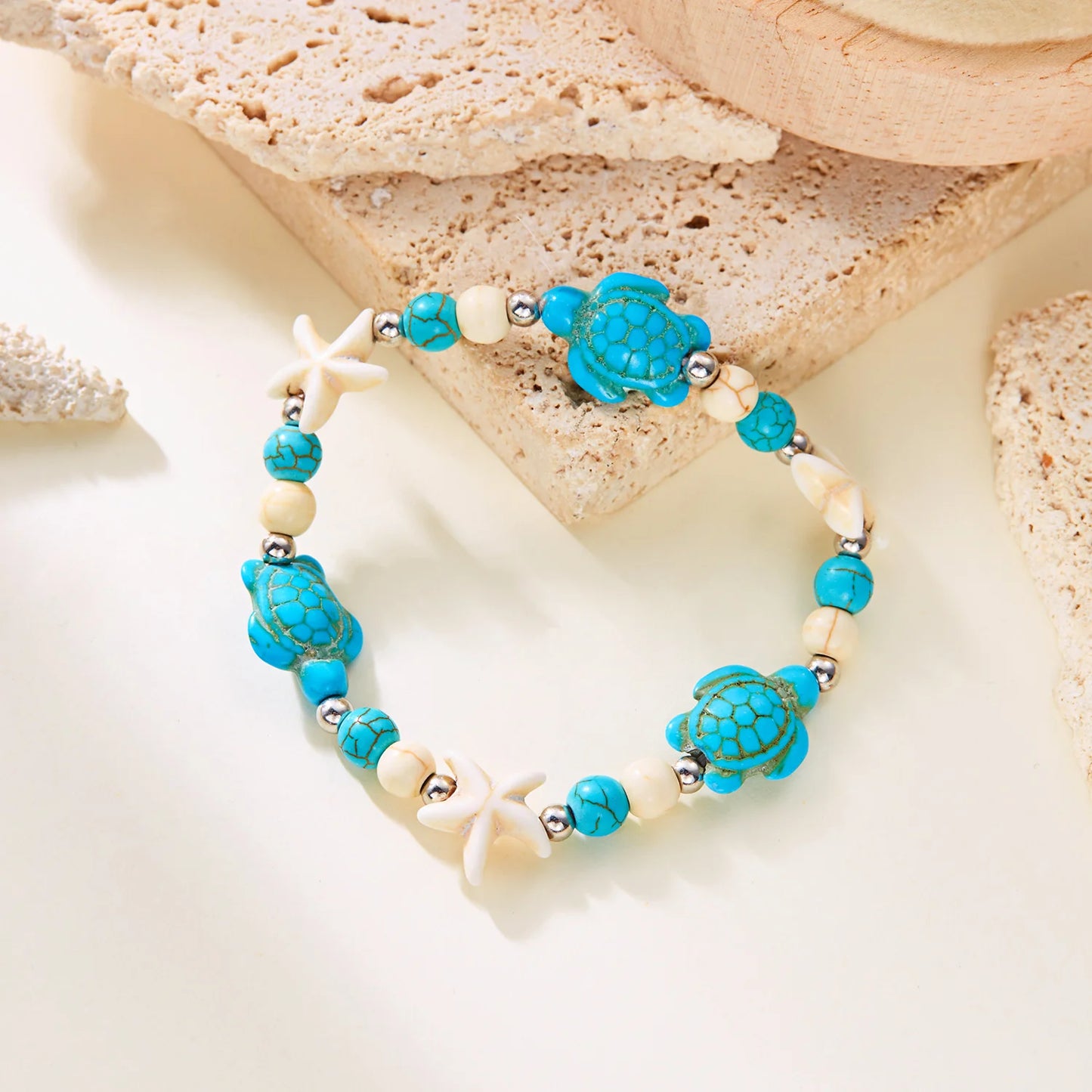 Bohemian Imitation Shell Perlen Armband Für Frauen Sea Star Schildkröte Gewebtes Seil Armband Handgemachte Freundschaft Strand Urlaub Schmuck