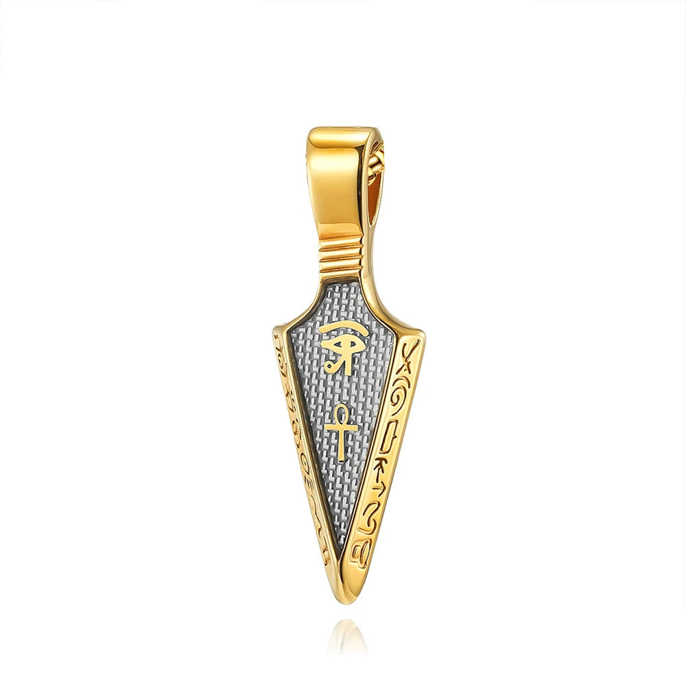 Männer Edelstahl Ankh Kreuz Speerspitze Anhänger Halsketten Mode Vintage Auge des Horus Halskette Punk Amulett Schmuck Großhandel