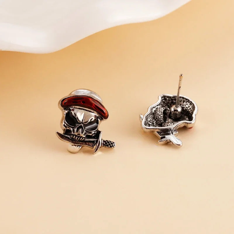Totenkopf-Helm, Wikinger, karibischer Pirat, Ohrstecker für Damen, modisch, Halloween, personalisierbar, Festival, Party, Totenkopf-Ohrringe für Herren