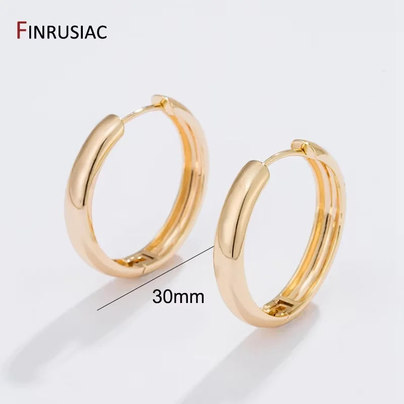 Neue trendige echte vergoldete runde Creolen für Frauen Mädchen Damen große Creolen Gold Kreis Ring Ohrringe Party Geschenk