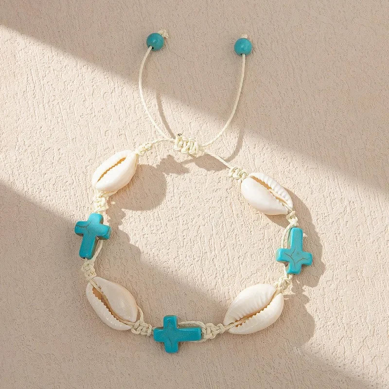 Böhmisches Imitation Muschelperlen-Armband für Frauen, Seestern, Schildkröte, gewebtes Seil-Armband, handgefertigt, Freundschaft, Strand, Urlaub, Schmuck