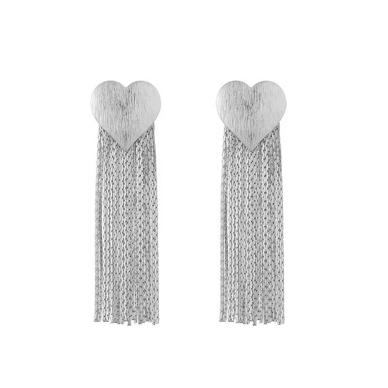 Zhukou Herz Quaste Ohr stecker für Frauen koreanischen Stil Temperament Abendessen Tropfen Ohrringe Modeschmuck Großhandel