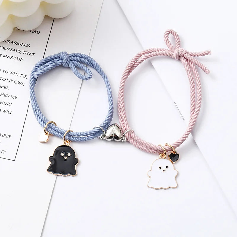 2 Teile/satz Geist Geflochtenes Armband für Liebhaber Fern Romantische Herz Magnet Paar Armbänder Freundschaft Mode Schmuck Geschenk